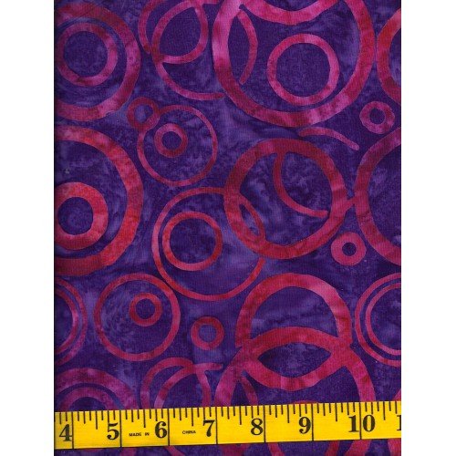 Henry Glass Batik 8653 59 Pink Red Circles On Purple