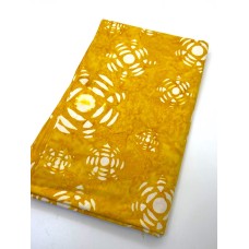 BOLT END - Batik Textiles 3203 White Geometric on Yellow - 1 yd
