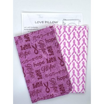 Love Pillow Kit - Pattern and Two Quarters of Island Breast Cancer Awareness  Burgundy Words/White Fabric