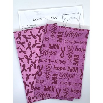 Love Pillow Kit - Pattern and Two Quarters of Island Breast Cancer Awareness  Burgundy Words/Pink Fabric