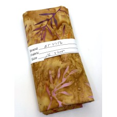 REMNANT - Batik Textiles 4756 - Pink Purple Fronds on Copper- 16 Inch x WOF