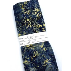REMNANT - Banyan Batik 81600-49 - Tan Swirls on Dark Grey Blue - 15 Inch x WOF