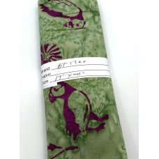 REMNANT - Batik Textiles 5360 - Fuchsia Birds on Green - 14 INCHES X WOF