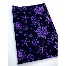 BOLT END - Anthology Batik 3078Q-X Purple Snowflakes on Black - 3/4 yd