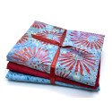 Batik Half Yard Bundle HY306A - Red & Turquoise Tones  - 1.5 Yards Total