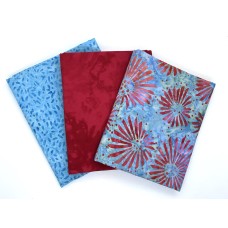 Batik Half Yard Bundle HY306A - Red & Turquoise Tones  - 1.5 Yards Total
