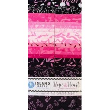 Island Batik Hope & Heart 2 1/2" Strips - Breast Cancer Awareness Fabric