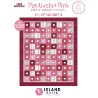 FREE Island Mardi Positively Pink Breast Cancer Awareness Olive Squared Pattern - Fat Quarter Friendly