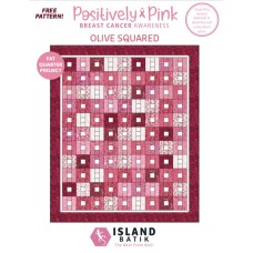 FREE Island Batik Positively Pink Breast Cancer Awareness Olive Squared Pattern - Fat Quarter Friendly