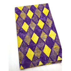 BOLT END - Majestic Batik Yellow Diamonds on Purple - 1/2 yd