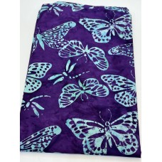 BOLT END - Majestic Batik B-Dazzled 327 - Turquoise Butterflies on Purple - 2/3 yd