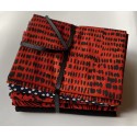 Batik Half Yard Bundle HY638 - Red, Black and White Tones - 3 Yards Total w Pattern