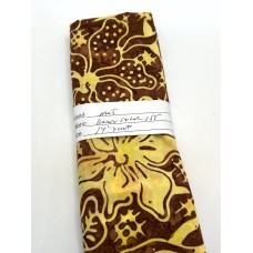 REMNANT - Majestic Batik Basic Brown Sugar 155 - Yellow Flowers on Brown - 14" x WOF
