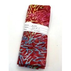REMNANT - Anthology Batik 421Q-1 - Multicolor Squiggles on Red - 15 Inches x WOF