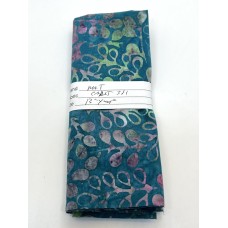  REMNANT - Majestic Batik Cadet 381 - Pink Lime Berries on Teal - 13 Inches x WOF