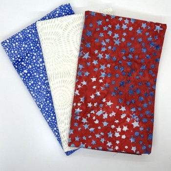 3 Yard Batik Bundle 3YD284 - Red, White, Blue