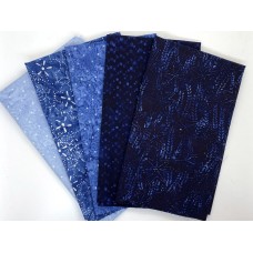 Six Batik Fat Quarters 691- Blue Tones