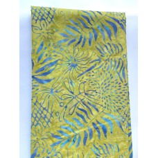 BOLT END - Majestic Batik Citron 830 - Turquoise Flowers on Green - 23 Inches