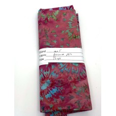  REMNANT - Majestic Batik Bernice 892 - Turquoise Flowers on Rose- 1/3 yd