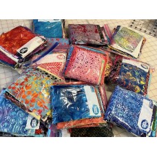 Scrap Bags of Batiks - 40 pcs - most pieces are 3-5" x 10-11" -  1 to 1 1/4 yards total fabric by weight