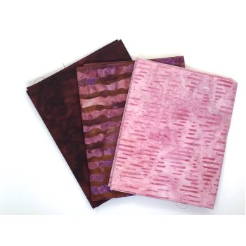 Three Batik Fat Quarters 348C - Pink & Maroon Tones
