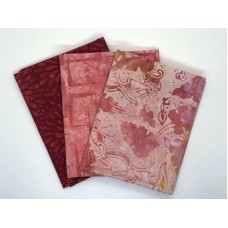 Three Batik Fat Quarters 346C - Pink & Red Tones