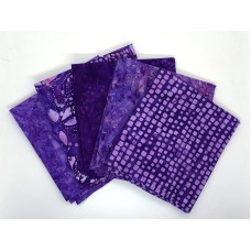 Batik One Third Yard Bundle OT503 - Purple Tones - 1 2/3 Yards Total