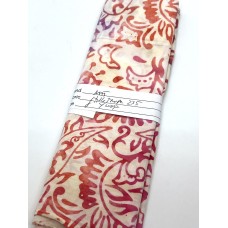  REMNANT - Majestic Batik Hellotrope 235 - Pink Orange Leaves on White - 8 Inches x WOF