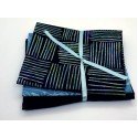 Three Batik Fat Quarters 335C - Black Turquoise & Teal Tones