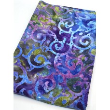 BOLT END - Batik Textiles 4307 - Purple Swirls on Blue- 3/4 yd